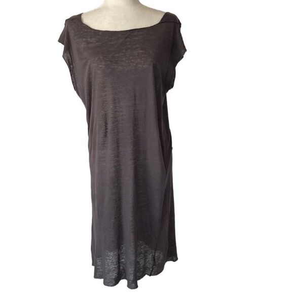 Velvet Graham & Spencer Linen Gray Maxi  Raw Hem Dress SZ P - Picture 1 of 10